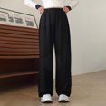 thumbnail image 1 of SGFCWSX Wide Leg Pants for Girls Solid Color Elastic Waist Straight Leg Soft Sweatpants Outerwear Summer Black Size 11 Years, 1 of 5
