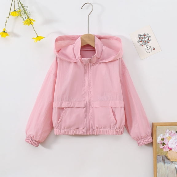 SGFCWSX Windbreaker Kids Girls Full Zip Jacket Lightweight Casual Jackets Pink Size 10 Years