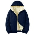 thumbnail image 1 of SGFCWSX Winter Jackets for Men with Hood Quilted Waterproof Fleece Lined with Zipper Pockets Warm Puffer Coat Navy Size 2XL, 1 of 6