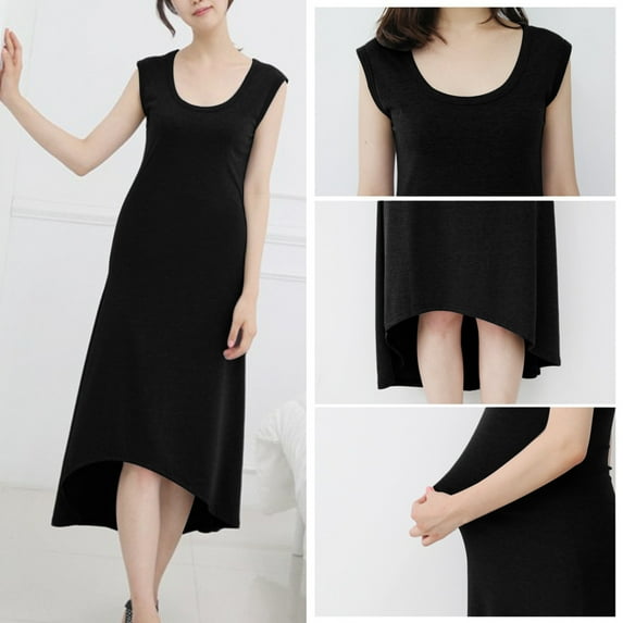SGFCWSX Women Maternity Dress, Casual Comfy Homewear Breathable Comfort Solid Color Loose Fit Pregnancy Skirt Black XXXXL