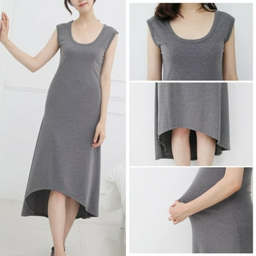 SGFCWSX Women Maternity Dress, Casual Comfy Homewear Solid Color Loose Fit Breathable Comfort Pregnancy Skirt Gray XXXL