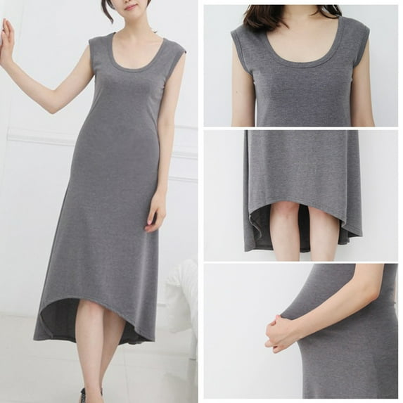 SGFCWSX Women Maternity Dress, Solid Color Loose Fit Breathable Comfort Casual Comfy Homewear Pregnancy Skirt Gray XXL