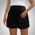 thumbnail image 1 of SGFCWSX Women Maternity Shorts, Belly Support Solid Color Casual Homewear Pregnancy Pants Black L, 1 of 5