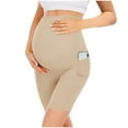 thumbnail image 1 of SGFCWSX Women Maternity Shorts, High Waist Solid Color Belly Supports Comfy Breathable Pregnancy Pants Beige M, 1 of 3