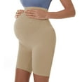 thumbnail image 1 of SGFCWSX Women Maternity Shorts Leggings, Solid Color High Waist Belly Support Seamless Comfort Pregnancy Pants Khaki M, 1 of 3