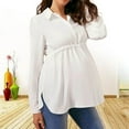 thumbnail image 1 of SGFCWSX Women Maternity T-shirts, Comfortable Wear Long Sleeve Solid Color Pregnancy Tops White M, 1 of 4