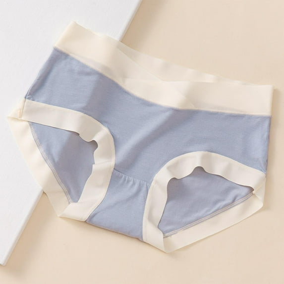 SGFCWSX Women Maternity Underwear, High Waist Breathable Plus Size Color Contrast Pregnancy Panties Blue L
