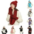 thumbnail image 1 of SGFCWSX Women's Four-Piece Hat Set,Fashionable Warmth Knitted Winter Hat Scarf Glove Socks Wine Free Size, 1 of 7