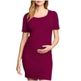 thumbnail image 1 of SGFCWSX Women's Short Sleeve Maternity Dress, Solid Color Pregnancy Clothes Casual Summer Dress Red, 1 of 7