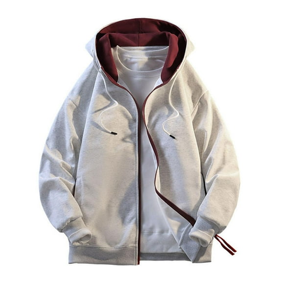 SGFCWSX Zip Up Hoodies for Men Lightweight Oversized Outdoor Sweatshirt Jacket Gray Size M