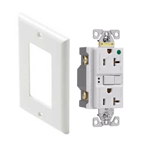 SGFH20W - ELECTRICAL RECEPTACLE 2POS 20A DECORA GFCI WHT HOSPITAL GRADE