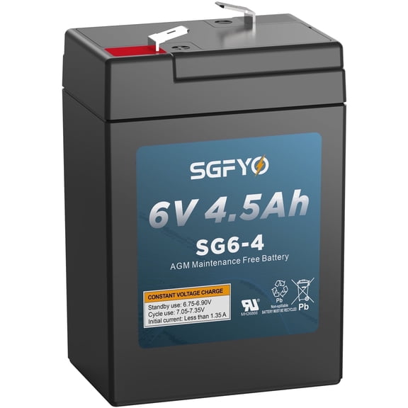 SGFYO 6V 4.5Ah Rechargeable Battery,Sla Agm Replacement Batteries for Home Security System,Deer Feeder,Emergency Lighting and More