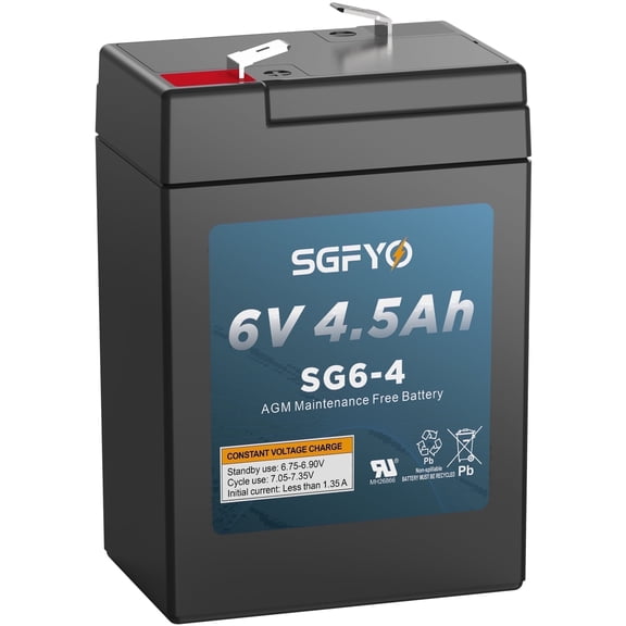 SGFYO 6V 4.5Ah Leoch LP6-4.5 Rechargeable Battery,Sla Agm Replacement Batteries for Home Security System,Deer Feeder,Emergency Lighting and More