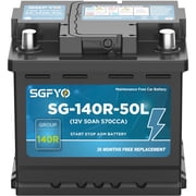 SGFYO Bci Group 140R Car Battery,12V 50Ah 570CCA 80RC,AGM Maintenance Free H4 LN1 Start Stop Automotive Replacement Batteries,