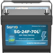SGFYO BCI Group 24F Car Battery,12V 70Ah 710CCA 120RC,AGM Maintenance Free Start Stop Automotive Replacement Battery
