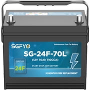SGFYO BCI Group 24F Car Battery,12V 70Ah 710CCA 120RC,AGM Maintenance Free Start Stop Automotive Replacement Battery