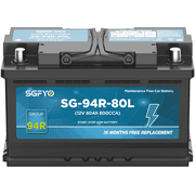 SGFYO Bci Group 94R AGM Car Battery,12V 80Ah 800CCA 140RC,Maintenance Free Start Stop H7 L4 Automotive Replacement Battery 12.4 x 6.89 x 7.48 inches