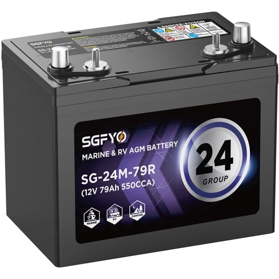 SGFYO Dual Purpose Marine Battery BCI Group 24M,12V 79Ah 550CCA 150RC AGM Starter and Deep Cycle RV & Boat Batteries