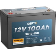 SGFYO Group Size 27 12V 100Ah AGM Deep Cycle Battery, 3% Self-Discharge Rate, 1100A Max Discharge Current,Sealed Solar Battery for RV,Golf Cart,Camping,off Grid,Trolling Motor
