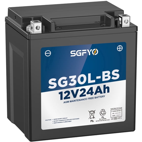 SGFYO YTX30L-BS YIX30L-BS Motorcycle Battery,12V 24Ah 400CCA Sla AGM High Performance Maintenance Free Replacement Batteries for Atv,Snowmobile,Utv