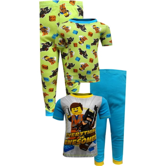 SGI Apparel Boys LEGO Movie 2 Emmet and Batman 4 Piece Toddler Pajama 2T (2T)