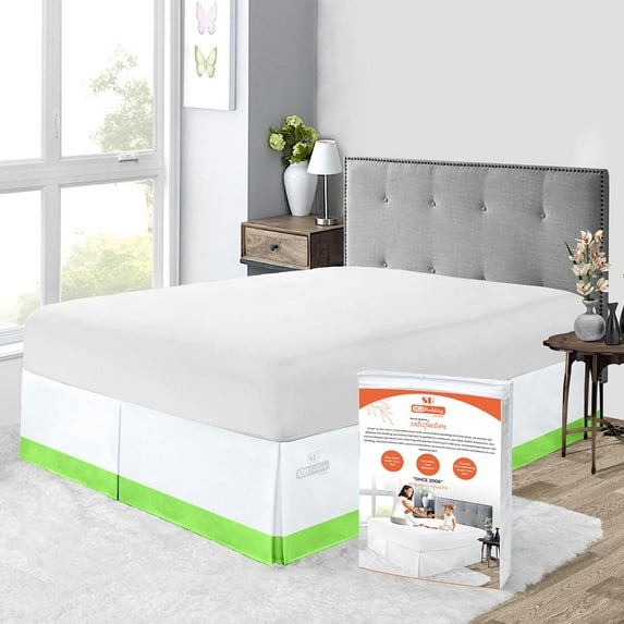 SGI Bedding 10 Inch Dual Tone Bed Skirt | Microfiber Bed Skirt | Fade Resistant, Wrinkle Free, Anti-static, Decorative, Extra Storage Space, Clutter-Free | California King, Parrot Green