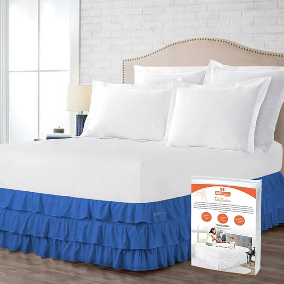 SGI Bedding 10 Inch Multi Ruffled Bed Skirt | Microfiber Bed Skirt | Fade Resistant, Wrinkle Free, Anti-static, Decorative, Extra Storage Space, Clutter-Free | Full, Egyptian Blue