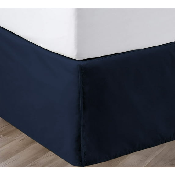 SGI Bedding 10 Inch Pleated Bed Skirt | Microfiber Bed Skirt | Fade Resistant, Wrinkle Free, Anti-static, Decorative, Extra Storage Space, Clutter-Free | Olympic Queen, Navy Blue