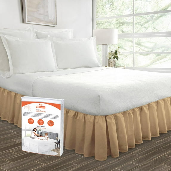 SGI Bedding 10 Inch Ruffled Bed Skirt | Microfiber Bed Skirt | Fade Resistant, Wrinkle Free, Anti-static, Decorative, Extra Storage Space, Clutter-Free |King, Taupe