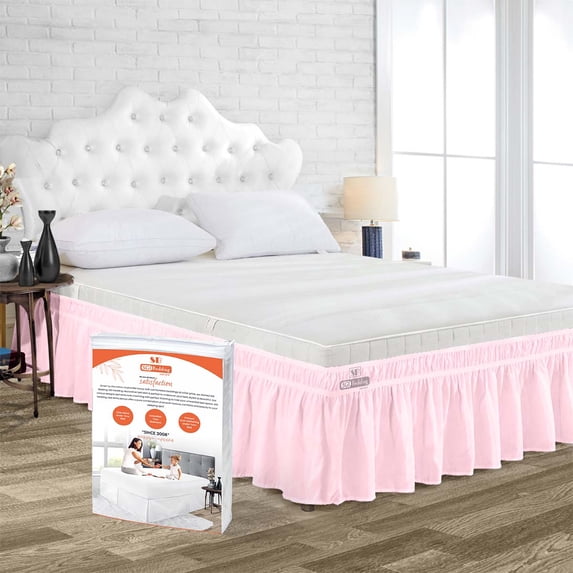 SGI Bedding 10 Inch Wrap Around Bed Skirt | Microfiber Bed Skirt | Fade Resistant, Wrinkle Free, Anti-static, Decorative, Extra Storage Space, Clutter-Free | Full, Pink