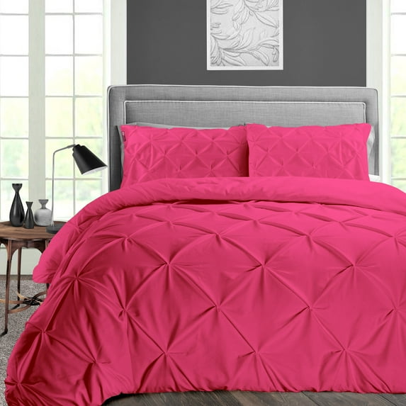 SGI Bedding 100% Egyptian Cotton 3PC Pinch Duvet Cover Queen Hot Pink