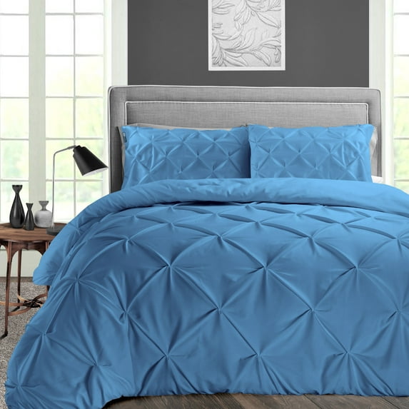 SGI Bedding 100% Egyptian Cotton 3PC Pinch Duvet Cover Twin XL Mediterranean Blue