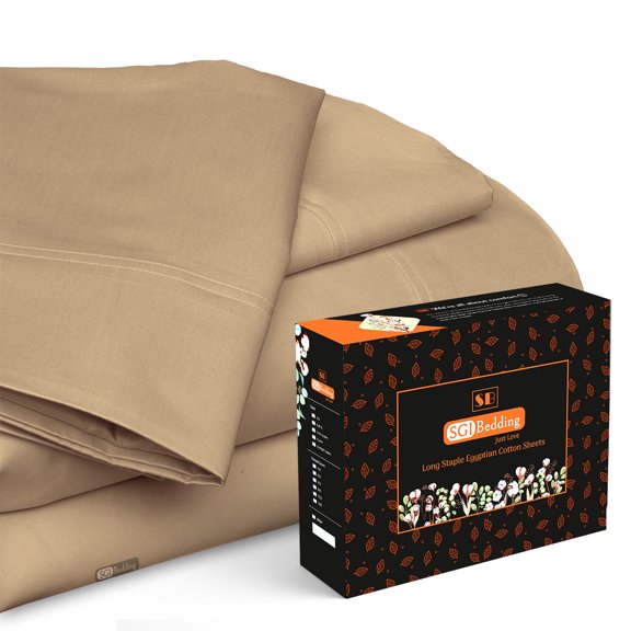 SGI Bedding 1000 TC Egyptian Cotton Bed Sheet Set - Alberta King Size Sheets 1000 Count Sheets Soft, Durable Sheets Cotton Sheets in 1000 TC 18" Inch Deep, Taupe