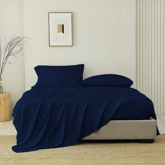 SGI Bedding 1000 TC Egyptian Cotton Bed Sheet Set - California King Size Sheets 1000 Count Sheets for California King Size Bed - Soft, Durable Sheets Cotton Sheets in 1000 TC 15" Deep Navy Blue