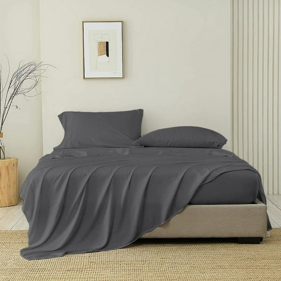 SGI Bedding 1000 TC Egyptian Cotton Bed Sheet Set - King Size Sheets 1000 Count Sheets for King Size Bed - Soft, Durable Sheets Cotton Sheets in 1000 TC 15" Deep Dark Gray