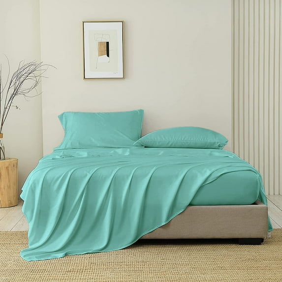 SGI Bedding 1000 TC Egyptian Cotton Bed Sheet Set - Queen Size Sheets 1000 Count Sheets for Queen Size Bed - Soft, Durable Sheets Cotton Sheets in 1000 TC 18" Deep Aqua Green