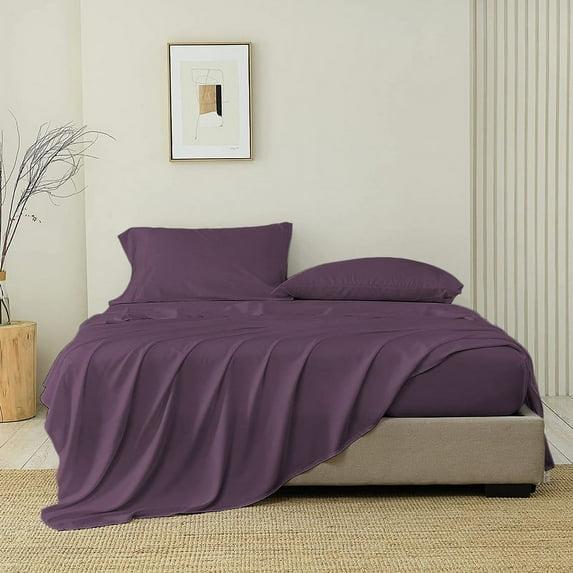 SGI Bedding 1000 TC Egyptian Cotton Bed Sheet Set - Queen Size Sheets 1000 Count Sheets for Queen Size Bed - Soft, Durable Sheets Cotton Sheets in 1000 TC 18" Deep Plum