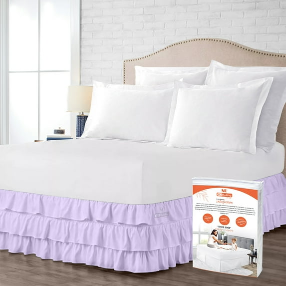 SGI Bedding 11 Inch Multi Ruffled Bed Skirt | Microfiber Bed Skirt | Fade Resistant, Wrinkle Free, Anti-static, Decorative, Extra Storage Space, Clutter-Free | King, Lilac