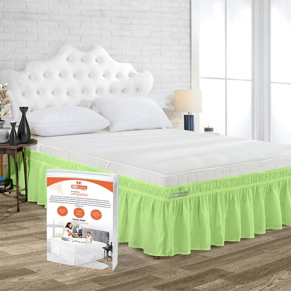 SGI Bedding 11 Inch Wrap Around Bed Skirt | Microfiber Bed Skirt | Fade Resistant, Wrinkle Free, Anti-static, Decorative, Extra Storage Space, Clutter-Free | Queen, Sage
