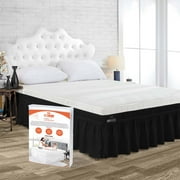 SGI Bedding 12" Deep Wyoming King Size Black Solid Bed Skirt Wrap Around Microfiber Made