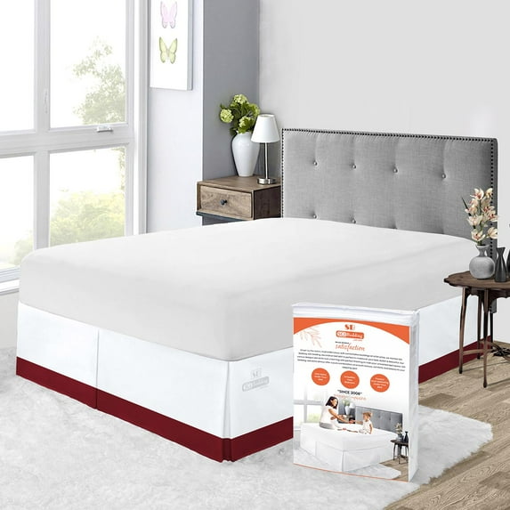 SGI Bedding 12 Inch Dual Tone Bed Skirt | Microfiber Bed Skirt | Fade Resistant, Wrinkle Free, Anti-static, Decorative, Extra Storage Space, Clutter-Free | California King, Burgundy