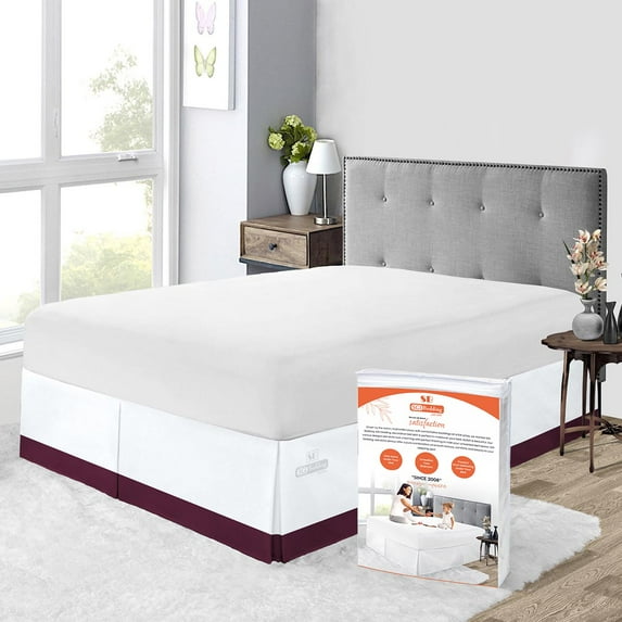 SGI Bedding 12 Inch Dual Tone Bed Skirt | Microfiber Bed Skirt | Fade Resistant, Wrinkle Free, Anti-static, Decorative, Extra Storage Space, Clutter-Free | Full, Wine
