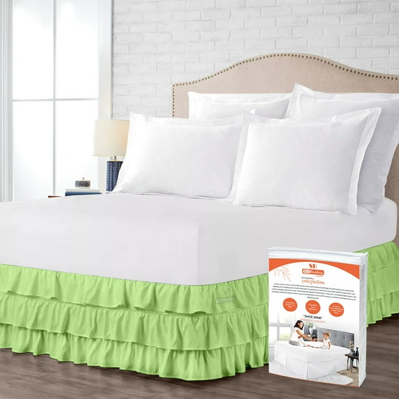 SGI Bedding 12 Inch Multi Ruffled Bed Skirt | Microfiber Bed Skirt | Fade Resistant, Wrinkle Free, Anti-static, Decorative, Extra Storage Space, Clutter-Free | California King, Sage