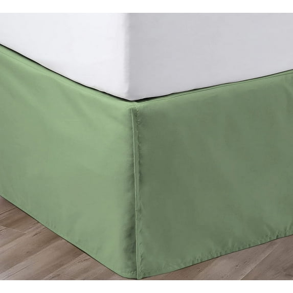 SGI Bedding 12 Inch Pleated Bed Skirt | Microfiber Bed Skirt | Fade Resistant, Wrinkle Free, Anti-static, Decorative, Extra Storage Space, Clutter-Free | Queen, Moss