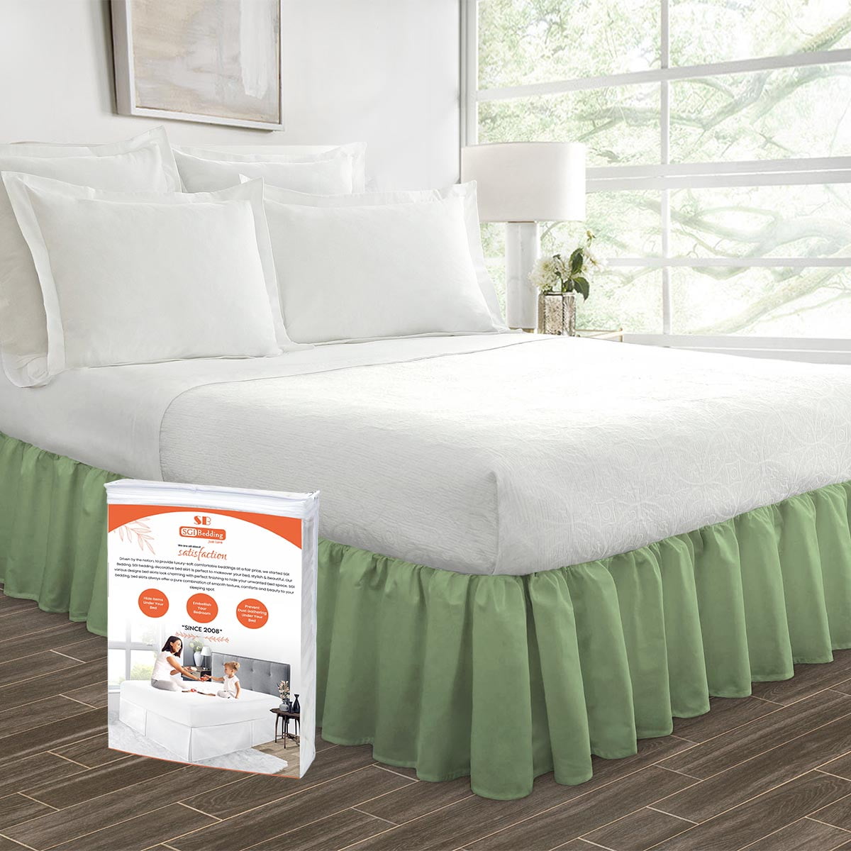 SGI Bedding 12 Inch Ruffled Bed Skirt | Microfiber Bed Skirt | Fade ...
