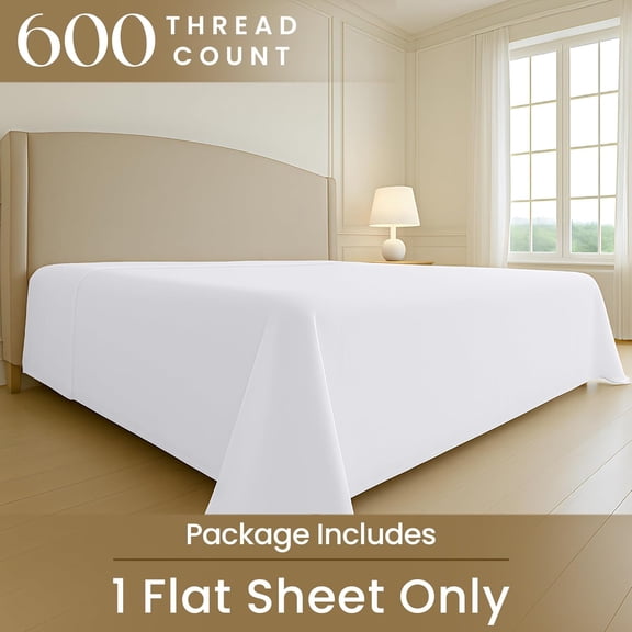 SGI Bedding 132x120 Alaskan King Flat Sheet - 600 Thread Count Egyptian Cotton Soft Breathable Luxury Oversized White