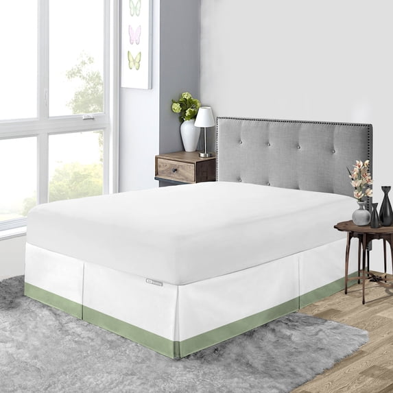 SGI Bedding 14 Inch Dual Tone Bed Skirt | Microfiber Bed Skirt | Fade Resistant, Wrinkle Free, Anti-static, Decorative, Extra Storage Space, Clutter-Free | Twin, Moss