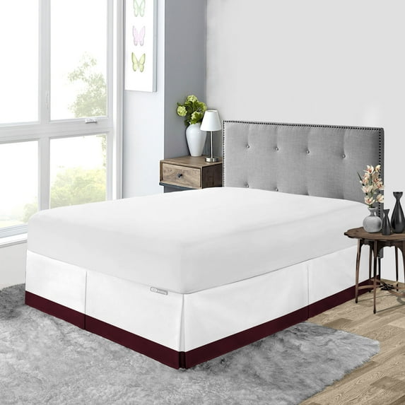 SGI Bedding 14 Inch Dual Tone Bed Skirt | Microfiber Bed Skirt | Fade Resistant, Wrinkle Free, Anti-static, Decorative, Extra Storage Space, Clutter-Free | Twin, Wine