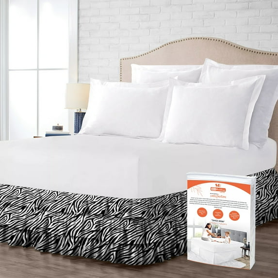 SGI Bedding 14 Inch Multi Ruffled Bed Skirt | Microfiber Bed Skirt | Fade Resistant, Wrinkle Free, Anti-static, Decorative, Extra Storage Space, Clutter-Free | California King, Zebra Print