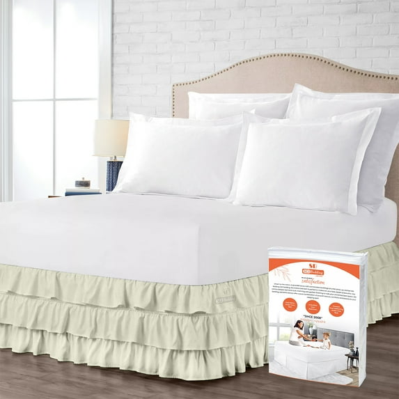 SGI Bedding 14 Inch Multi Ruffled Bed Skirt | Microfiber Bed Skirt | Fade Resistant, Wrinkle Free, Anti-static, Decorative, Extra Storage Space, Clutter-Free | Twin, Rust